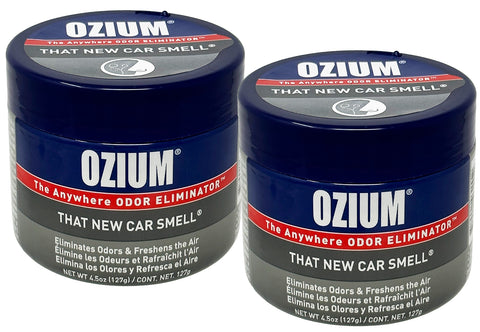 Ozium Air Sanitizer 4.5 oz Gel: Odor Eliminator for Strong Odor, Car Air Freshener, New Car, 2 Packs