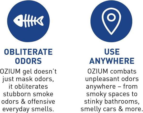 Ozium Air Sanitizer 4.5 oz Gel: Odor Eliminator for Strong Odor, Car Air Freshener, Original, 2 Packs
