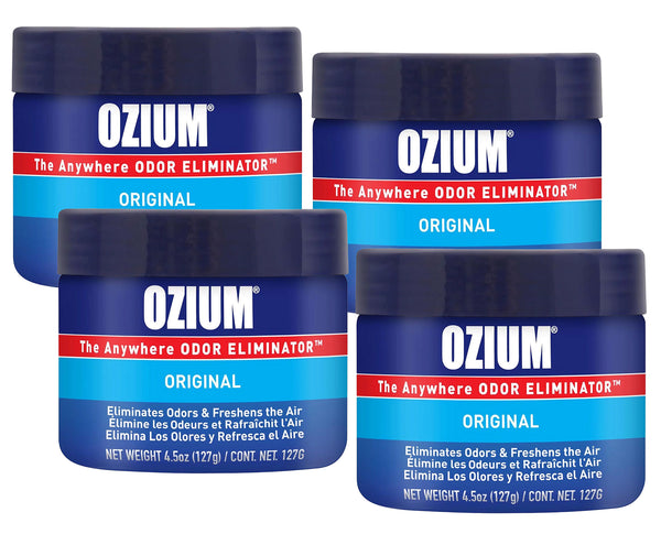 Ozium Cigar Odor Eliminating Gel Eliminates Smoke Smell at Auto & Home, Original 4.5oz (Pack of 4)