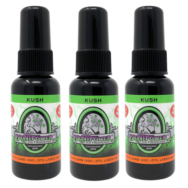 Blunt Power Air Freshener Spray, Oil Based Concentrated Air Freshener and Oil Diffuser, Air Freshener Spray for Car, Room, Bathroom, Odor Eliminator and Room Deodorizer, Kush, 1.5 oz, 3 Pack