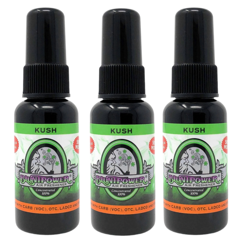 Blunt Power Air Freshener Spray, Oil Based Concentrated Air Freshener and Oil Diffuser, Air Freshener Spray for Car, Room, Bathroom, Odor Eliminator and Room Deodorizer, Kush, 1.5 oz, 3 Pack