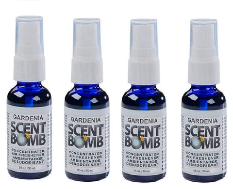 Scent Bomb Air Freshener Spray, 100 % Oil Based Concentrated Air Freshener, Air Freshener Spray for Car, Room, Bathroom and Odor Eliminator, Gardenia, 4 Pack
