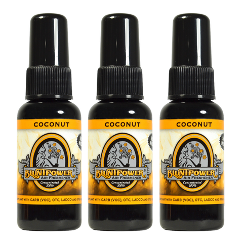 Blunt Power Air Freshener Spray, Oil Based Concentrated Air Freshener and Oil Diffuser, Air Freshener Spray for Car, Room, Bathroom, Odor Eliminator and Room Deodorizer, Coconut, 1.5 oz, 3 Pack
