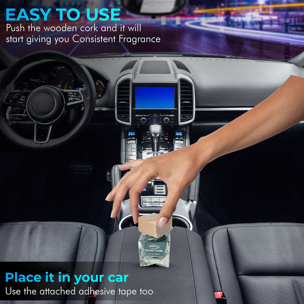 Tasotti Car Air Freshener, Luxury Perfume for Car and Home, Long-Lasting Air Freshener and Odor Eliminator, Secret Cube Collection, Black
