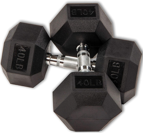 Gymnastics Power Hex Dumbbells Exercise & Fitness Weights Dumbbell for Women & Men (40 lb, Pair)