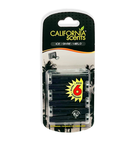 California Scents Car Vent Sticks, Long-Lasting Car Air Freshener and Odor Eliminator, 6 Sticks, Ice