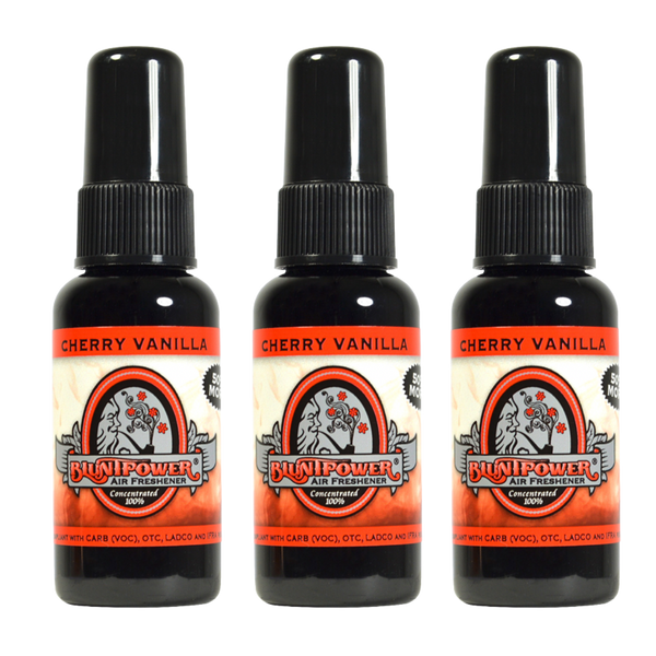 Blunt Power Air Freshener Spray, Oil Based Concentrated Air Freshener and Oil Diffuser, Air Freshener Spray for Car, Room, Bathroom, Odor Eliminator and Room Deodorizer, Cherry Vanilla, 1.5 oz, 3 Pack
