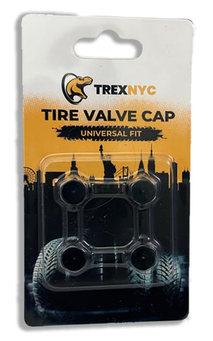 TrexNYC Tire Valve Caps, Universal Stem Covers for Cars, SUVs, Bike, Trucks, Motorcycles, Heavy-Duty and Easy-Grip Use, 4 Pieces, Black