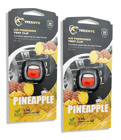 TrexNYC Car Air Fresheners Vent Clips, Essential Car Odor Eliminator, Perfect Scented Car Accessories, For Long Lasting Fragrance up to 240 days, Pineapple Scent, 0.07 FL.OZ, 2 Packs