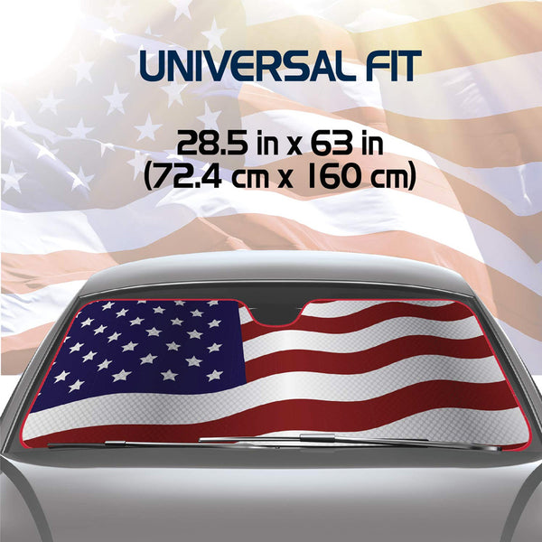 CA Auto Shade 28.5x63" Universal Fit Sunshade, American Flag Design