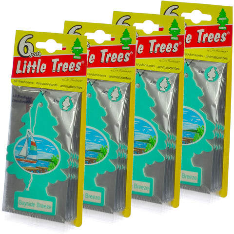 Little Trees Cardboard Hanging Car, Home & Office Air Freshener, Bayside Breeze (Pack of 24)
