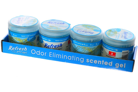 Refresh Scented Gel Air Freshener Car Home & Office Odor Eliminator 4.5oz. Summer Breeze (Pack of 4)