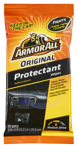 Armor All Original Protectant Wipes, Interior Car Cleaning Wipes with UV Protection Against Cracking and Fading