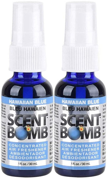 Scent Bomb Air Freshener Spray, 100 % Oil Based Concentrated Air Freshener, Air Freshener Spray for Car, Room, Bathroom and Odor Eliminator, Hawaiian Blue, 2 Pack