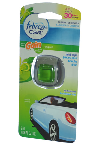 Febreze Car Vent Clip Auto, Home Office AC Air Freshener & Odor Eliminator, With Gain Original