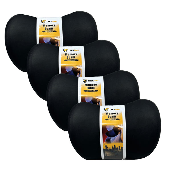 TrexNyc Car Pillow for Neck - Car Headrest Pillow - Headrest Cushion - Comfortable Car Neck Pillow with Memory Foam, 4 PACKS