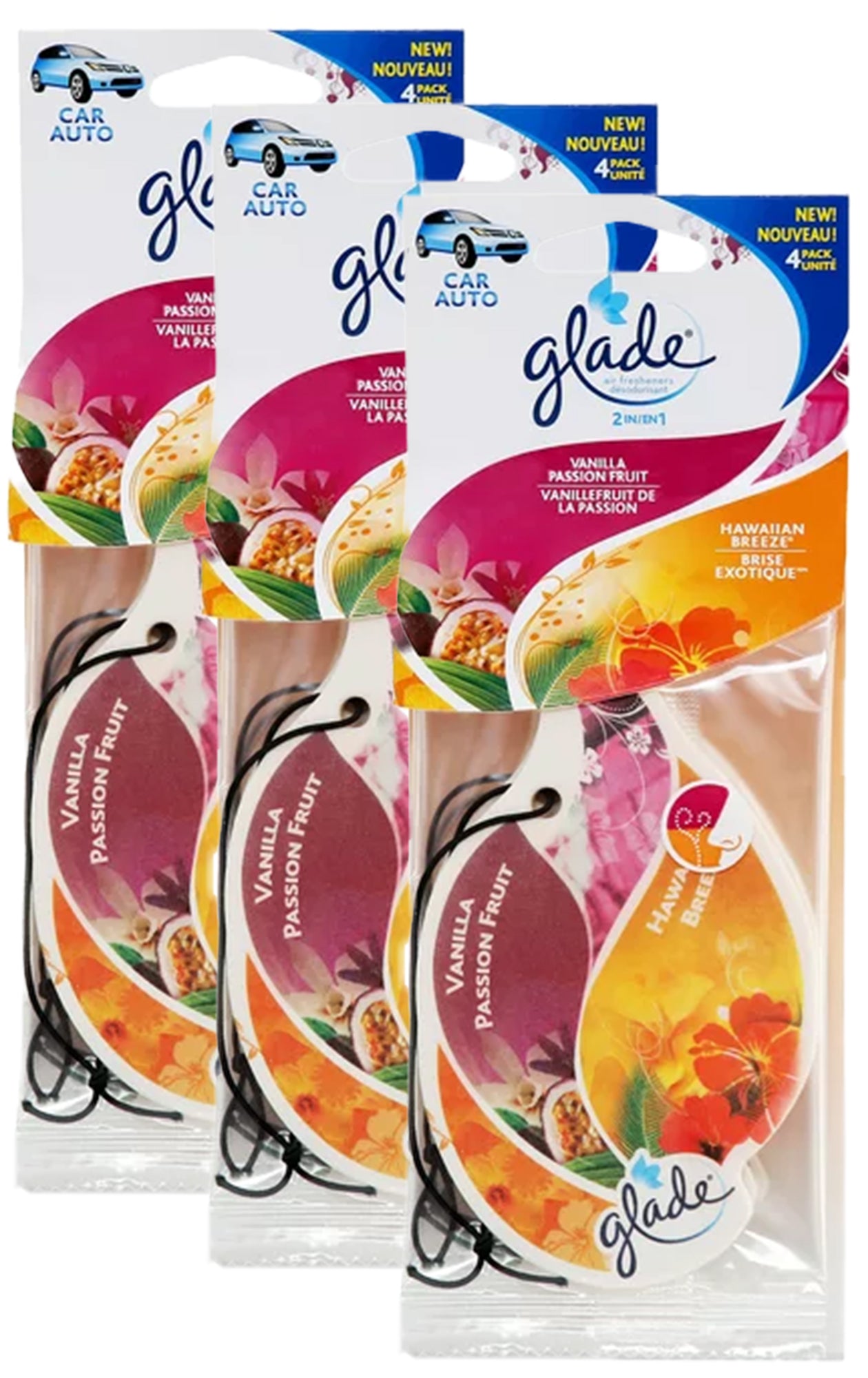 Glade Drop Shape Paper Car Fresheners, Vanilla Fruit Passion Scent - Long  Lasting Odor Eliminator, Automotive Hanging Air Freshener, 3 Packs by GOSO  Direct