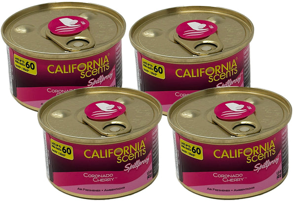 California Scents Spillproof Car Air Freshener - The Best Car Air Freshener and Odor Eliminator for Your Vehicle, Coronado Cherry-4 Packs