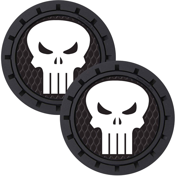 Plasticolor Punisher Car Coaster, 2x Cupholder Coasters Marvel Comics Punisher