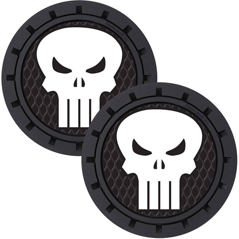 Plasticolor Punisher Car Coaster, 2x Cupholder Coasters Marvel Comics Punisher