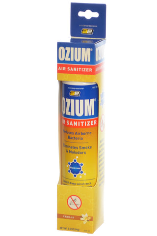 Ozium Cigarette Smoke Air Sanitizer Eliminates Smoke Smell, Aerosol Sanitizing Spray, Vanilla 3.5oz