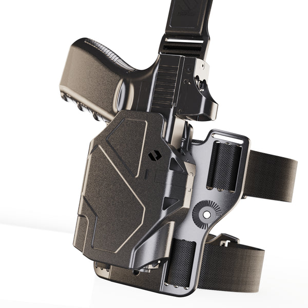 Orpaz Delta G45 Light Bearing Holster compatible with Glock 45 Holster with Light, Drop Leg, Level II Modular Flashlight Adapter and Innovative Flashlight Protector Cap - Unisex